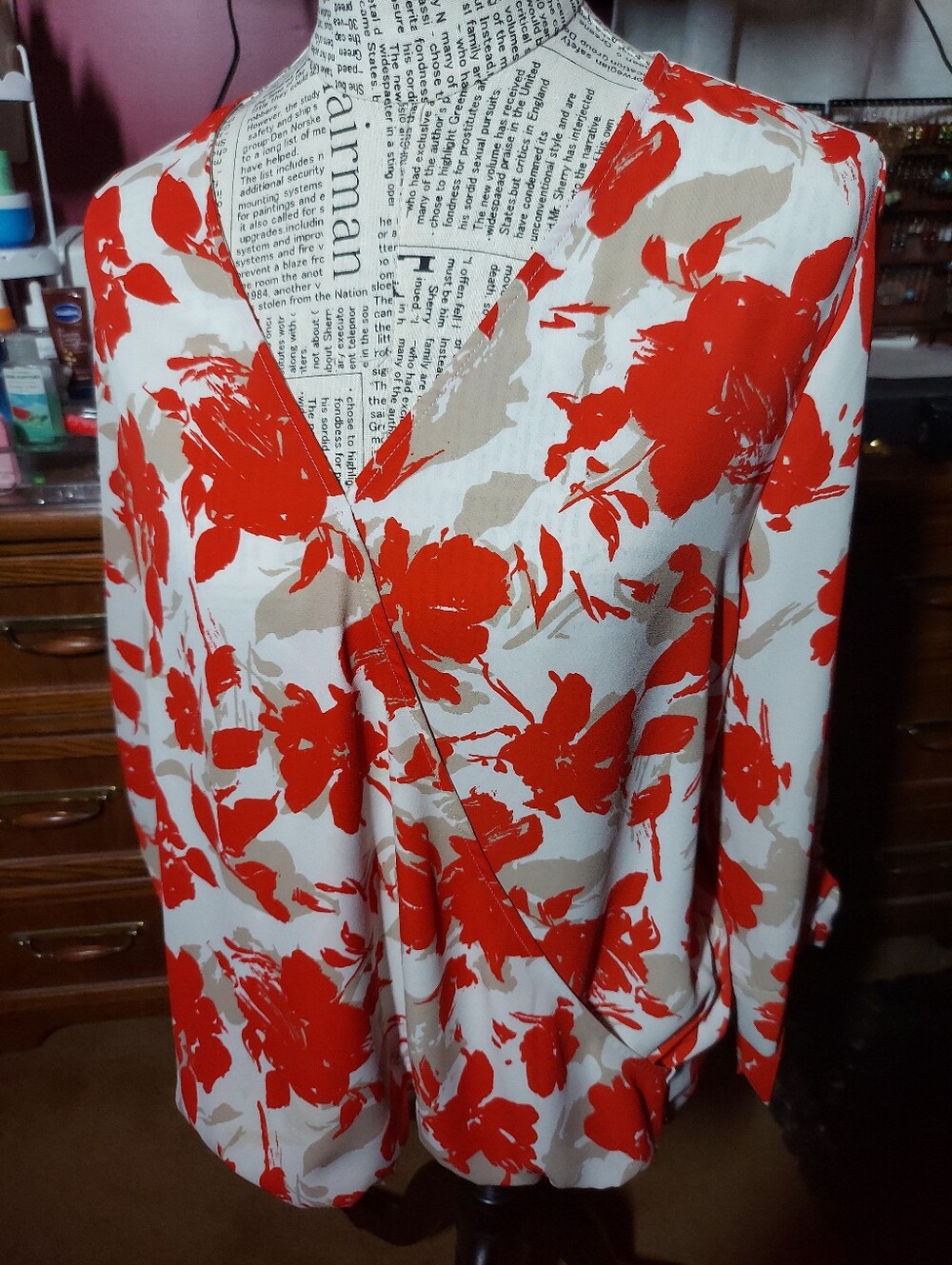 WEST KEI Women's Orange and White Blouse XL